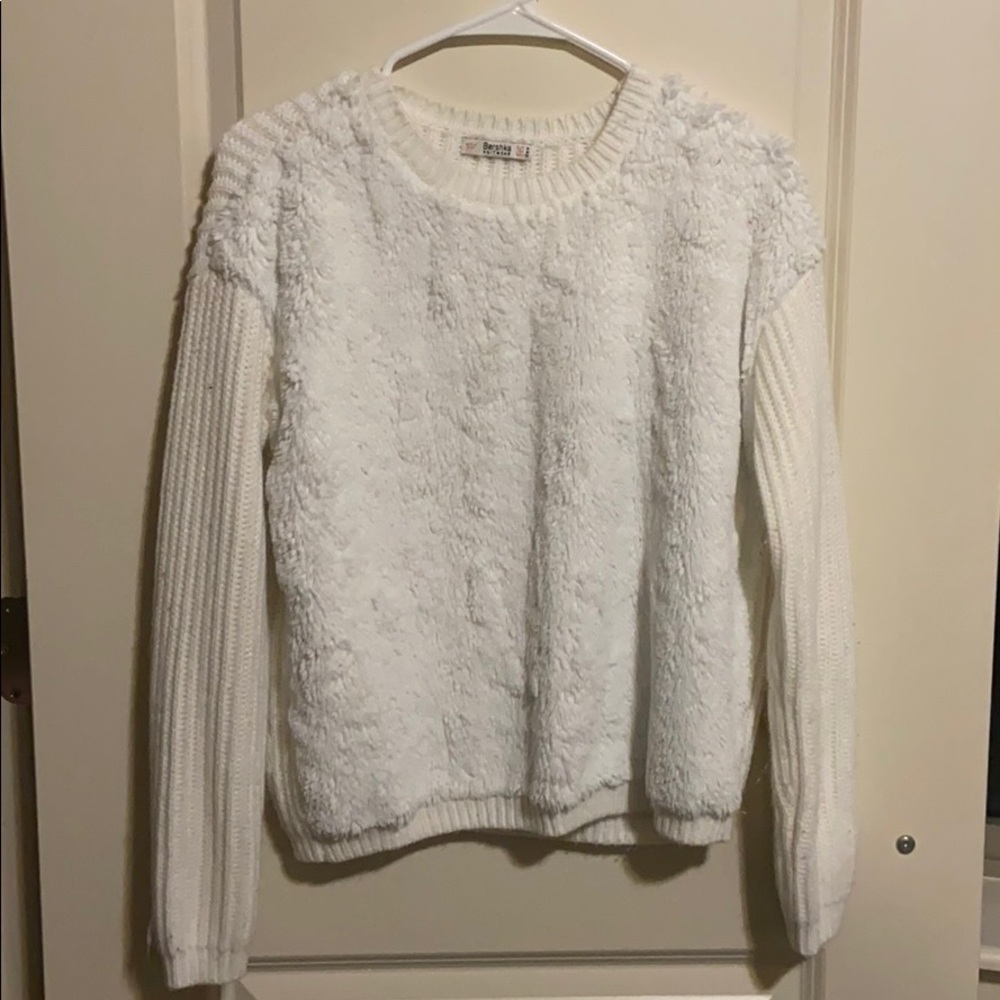 White fuzzy sweater